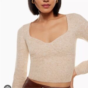 NWT Aritzia Wilfred Greer Sweater  Wool Cashmere Blend Light Oatmeal Size Small
